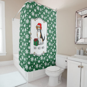Rideaux De Douche Noël Beagle de chapeau de Noël (tri couleur 3) Chi
