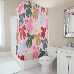 Rideaux De Douche Noël Bows Coquette rose