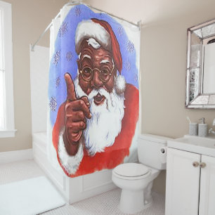 Rideaux De Douche Noël du Père Noël noir afro-américain