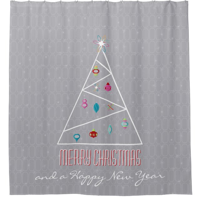 Rideaux De Douche Noël gris sapin minimal (Devant)