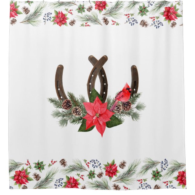 Rideaux De Douche Noël Horseshoe Poinsettia (Devant)