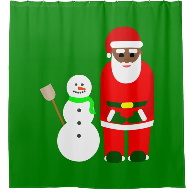 Rideaux De Douche noël noir africain santa claus bonhomme de neige m (Devant)