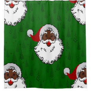Rideaux De Douche noël noir santa claus