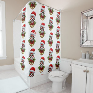 Rideaux De Douche Noël Père Noël Jour Du Crâne Sugar Morts