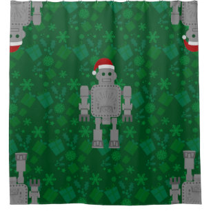 Rideaux De Douche noël santa claus cadeaux robots cadeaux cadeaux