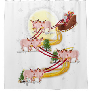 Rideaux De Douche noël santa claus équitation cochon enfants garçons