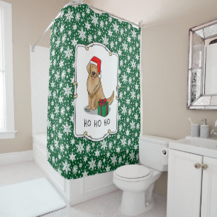 Rideaux De Douche Noël Santa Claus Golden Retriever Chien mignonne