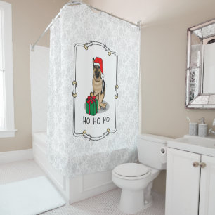 Rideaux De Douche Noël Santa Hat Allemand Berger Chien mignonne
