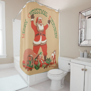 Rideaux De Douche Noël Vintage, Joyeux Noël Tout le monde !