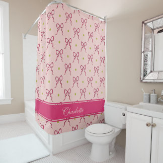 Rideaux De Douche Nœuds Rose Chaud Taches Vertes
