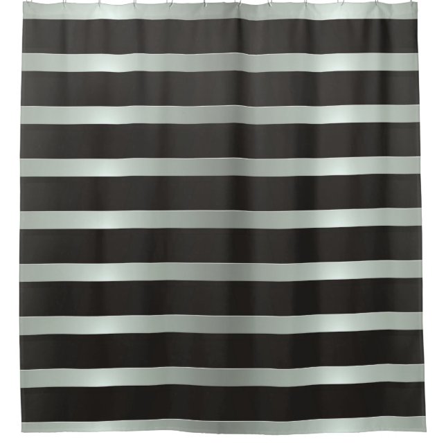 Rideaux De Douche Noir couleur solide insigne d'argent personnalisé (Devant)