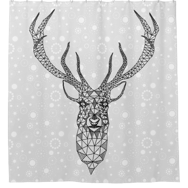 Rideaux De Douche Noir et blanc Cerf de Noël moderne (Devant)