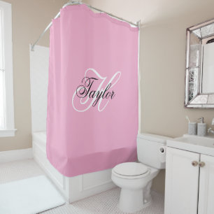 Rideaux De Douche Noir et blanc Fatigue Monogramme rose