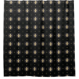 Rideaux De Douche Noir et Gold Fleur De Lis Curtain