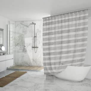 Rideaux De Douche Noir gris moderne minimaliste bande Boho