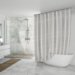 Rideaux De Douche Noir gris moderne minimaliste bande Boho