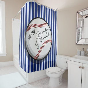 Rideaux De Douche Nom customisé par base-ball signé