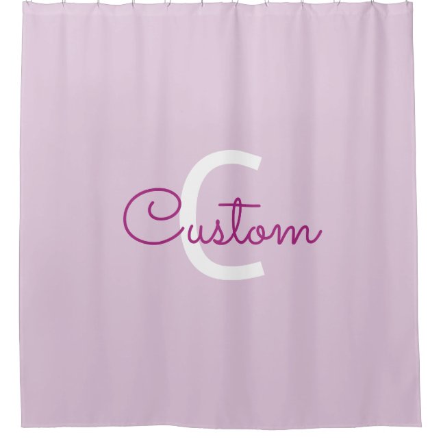 Rideaux De Douche Nom de script & monogramme | Magenta & Violet clai (Devant)