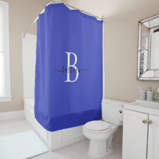 Rideaux De Douche Nom élégant en écriture manuscrite à monogramme bl