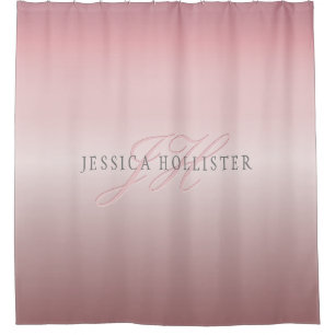 Rideaux De Douche Nom et monogramme Soft FAUX Rose Gold Blush