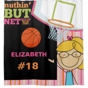 Rideaux De Douche Nom et nombre personnalisés Filles de basket-ball