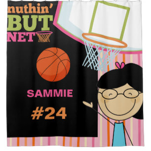 Rideaux De Douche Nom et nombre personnalisés Filles de basket-ball