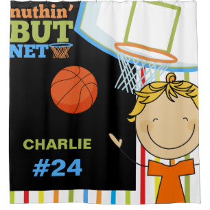 Rideaux De Douche Nom et nombre personnalisés garçons de basket-ball