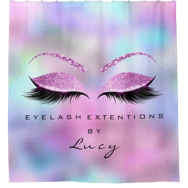 Rideaux De Douche Nom Eyelashes Extension Pink Holographic Parties s (Devant)