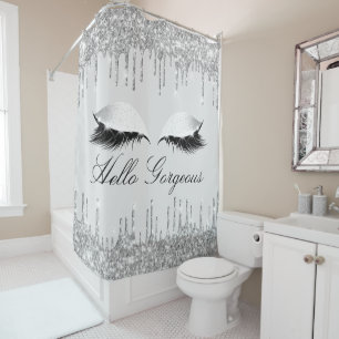 Rideaux De Douche Nom Eyelashes Maquillage Silver Grey Girly Drivers