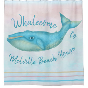 Rideaux De Douche Nom nautique de Whalecome   de baleine bleue de