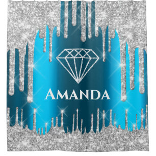 Rideaux De Douche Nom Parties scintillant nuptiale gouttes de diaman