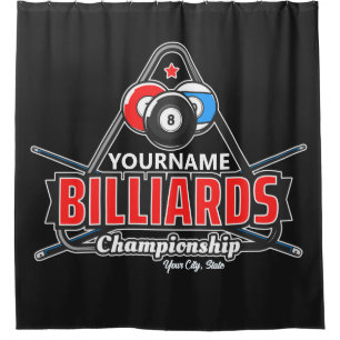 Rideaux De Douche NOM Personnalisé Billard 8 Ball Pool Cue Rack