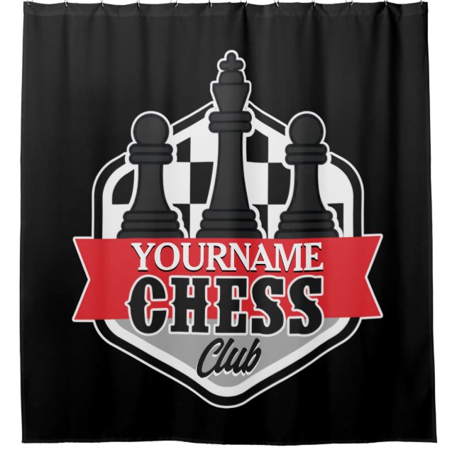 Rideaux De Douche Nom personnalisé Chess Player Club Checkmate (Devant)
