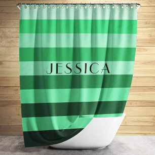Rideaux De Douche Nom personnalisé du Motif rayé vert