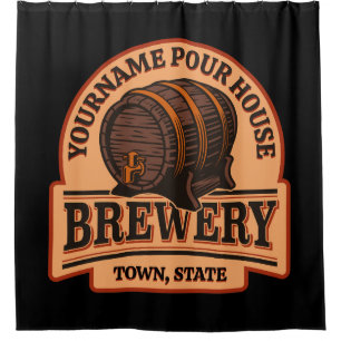 Rideaux De Douche NOM PERSONNALISÉ Old Oak Barrel Beer Keg Brasserie