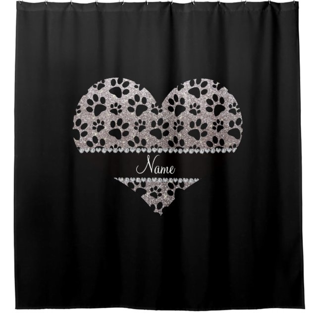 Rideaux De Douche Nom personnalisé parties scintillant argent pattes (Devant)