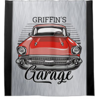NOM personnalisé Retro Red Classic Car Garage
