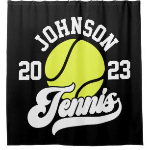 Rideaux De Douche NOM Personnalisé Tennis Lecteur Racket Ball Court