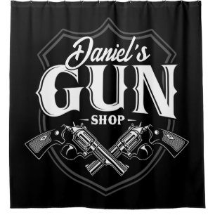 Rideaux De Douche NOM PERSONNALISÉ Vieux Armes à feu