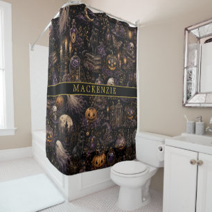 Rideaux De Douche Nom sur motif effrayant Halloween gothique vintage