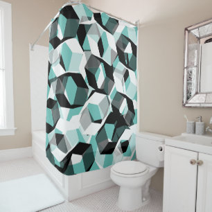 Rideaux De Douche Nombreux hexagones avec parties incolores, sur tur