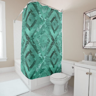 Rideaux De Douche Nordic Molten Jade Vert géométrique Abstrait