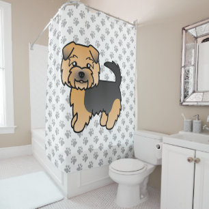 Rideaux De Douche Norfolk Terrier noir et feu Chien de dessin animé 