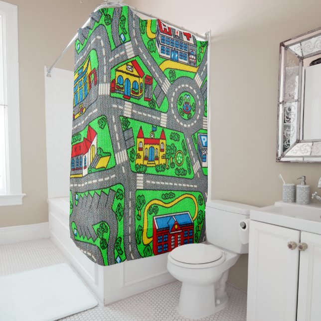 Rideaux De Douche nostalgie des années 90, nostalgie moquette de pis (En situation)