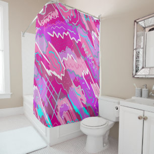 Rideaux De Douche Nostalgie des années 90 Pop Art en Magenta