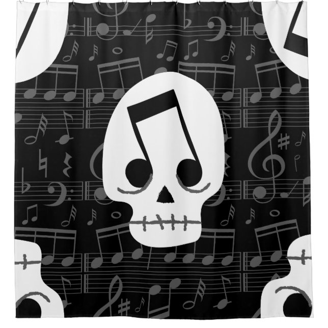 Rideaux De Douche note de musique gothique yeux crâne macabre (Devant)