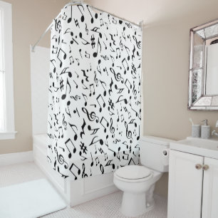 Rideaux De Douche Notes de musique noire classique et simple sur le