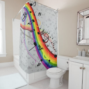 Rideaux De Douche Notes de musique noire sur Gray