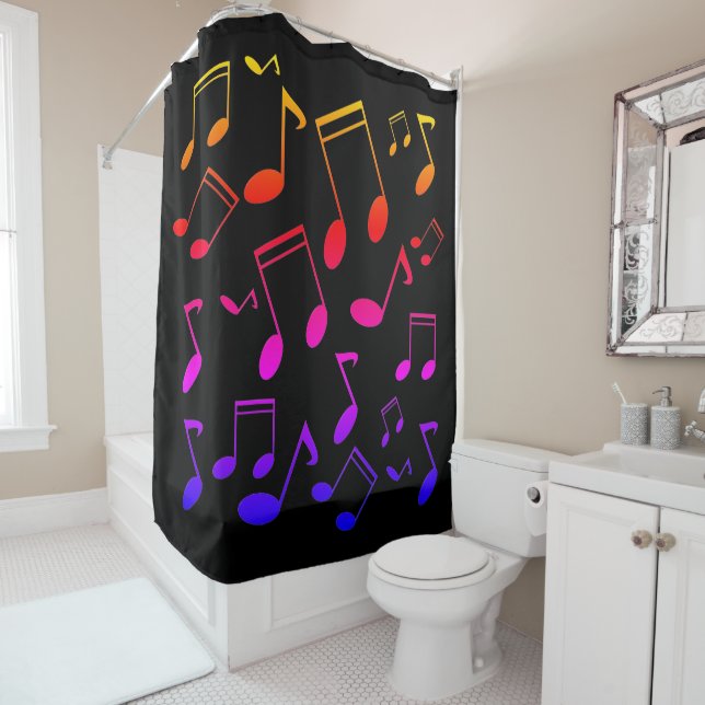Rideaux De Douche Notes musicales Couleurs arc-en-ciel (En situation)