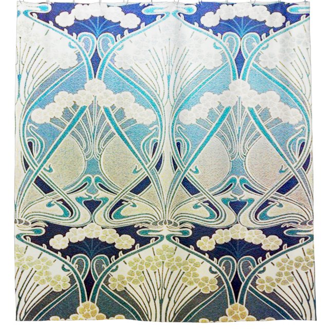 Rideaux De Douche Nouveau d'art, argent, vert, beige, couleurs de (Devant)